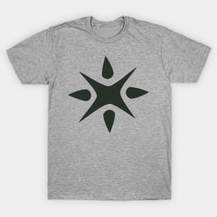 Large Geometric abstract snowflake in forest green T-Shirt